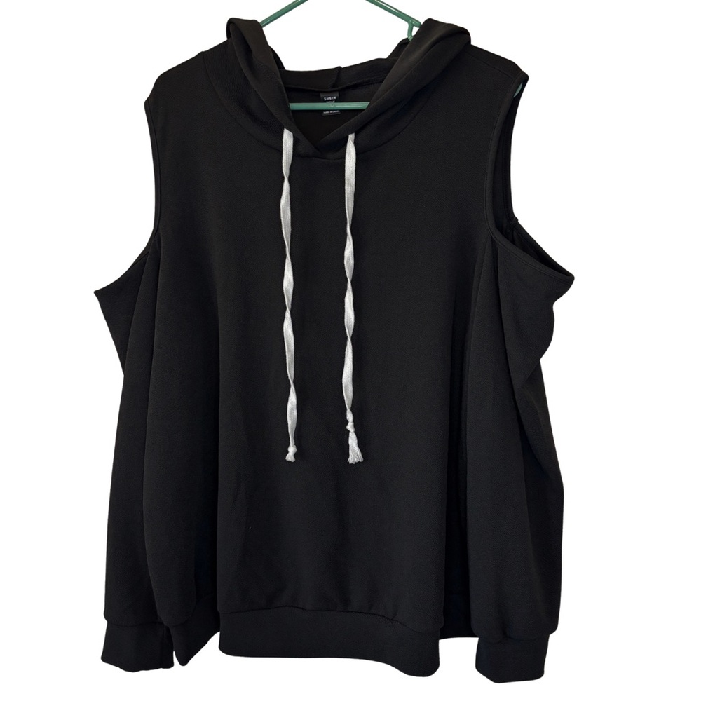 3/$20 SHEIN Black Cold Shoulder Lightweight Hoodie with Back Cut Out